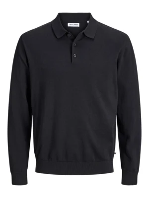 JJEBASIC Black Knit Polo